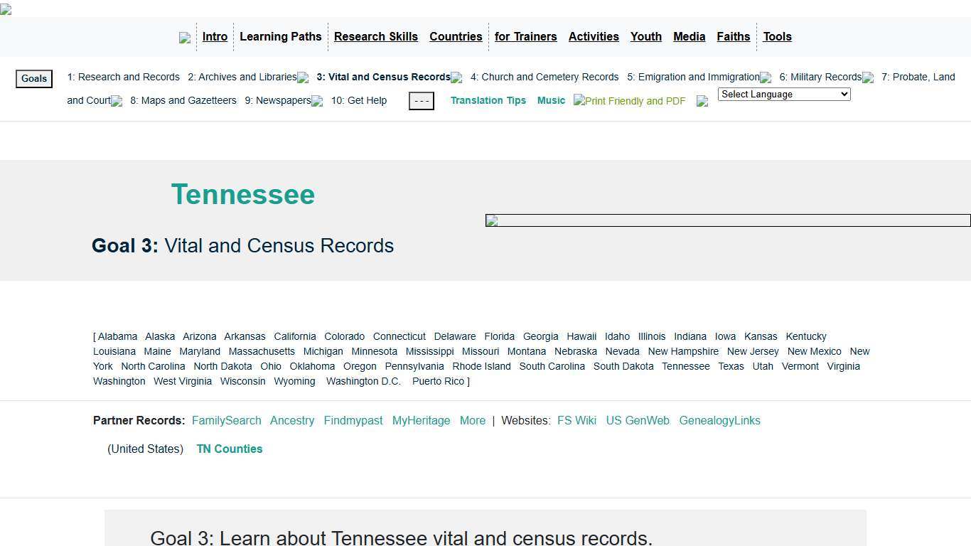 Vital/Census: Tennessee, Goal 3