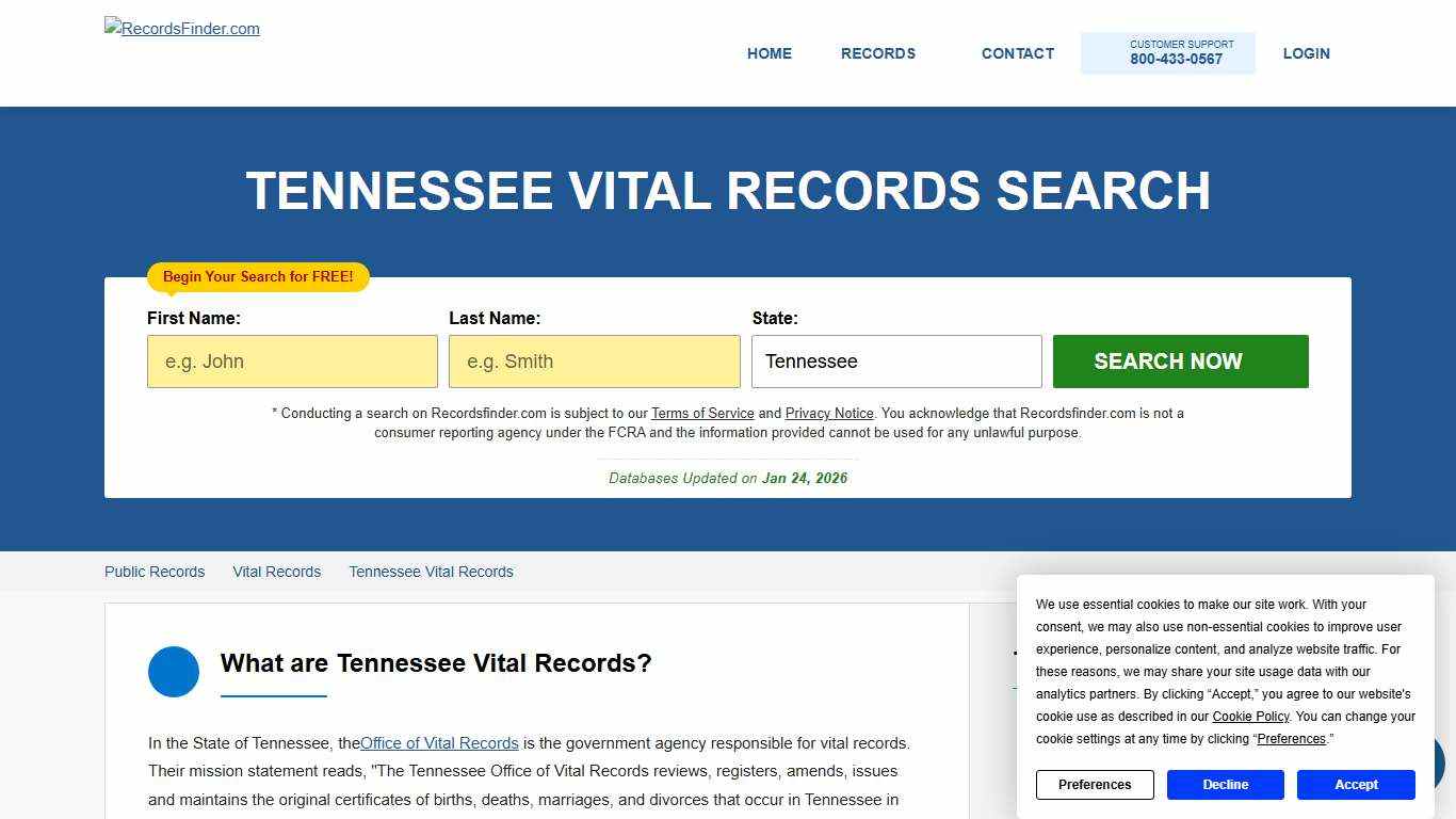 Search Tennessee Vital Records Online Death, Birth & More