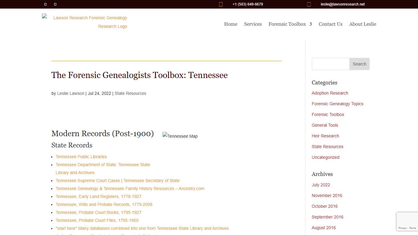The Forensic Genealogists Toolbox: Tennessee Lawson Research