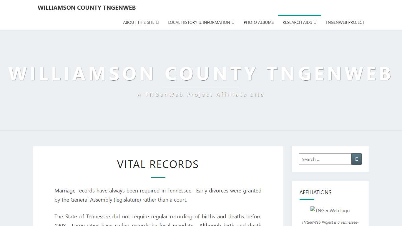 Vital Records – Williamson County TNGenWeb